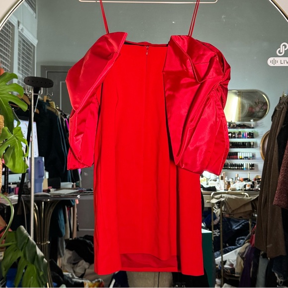 TOCCIN NWT Red Double Bow Holiday Mini Dress - Picture 5 of 5
